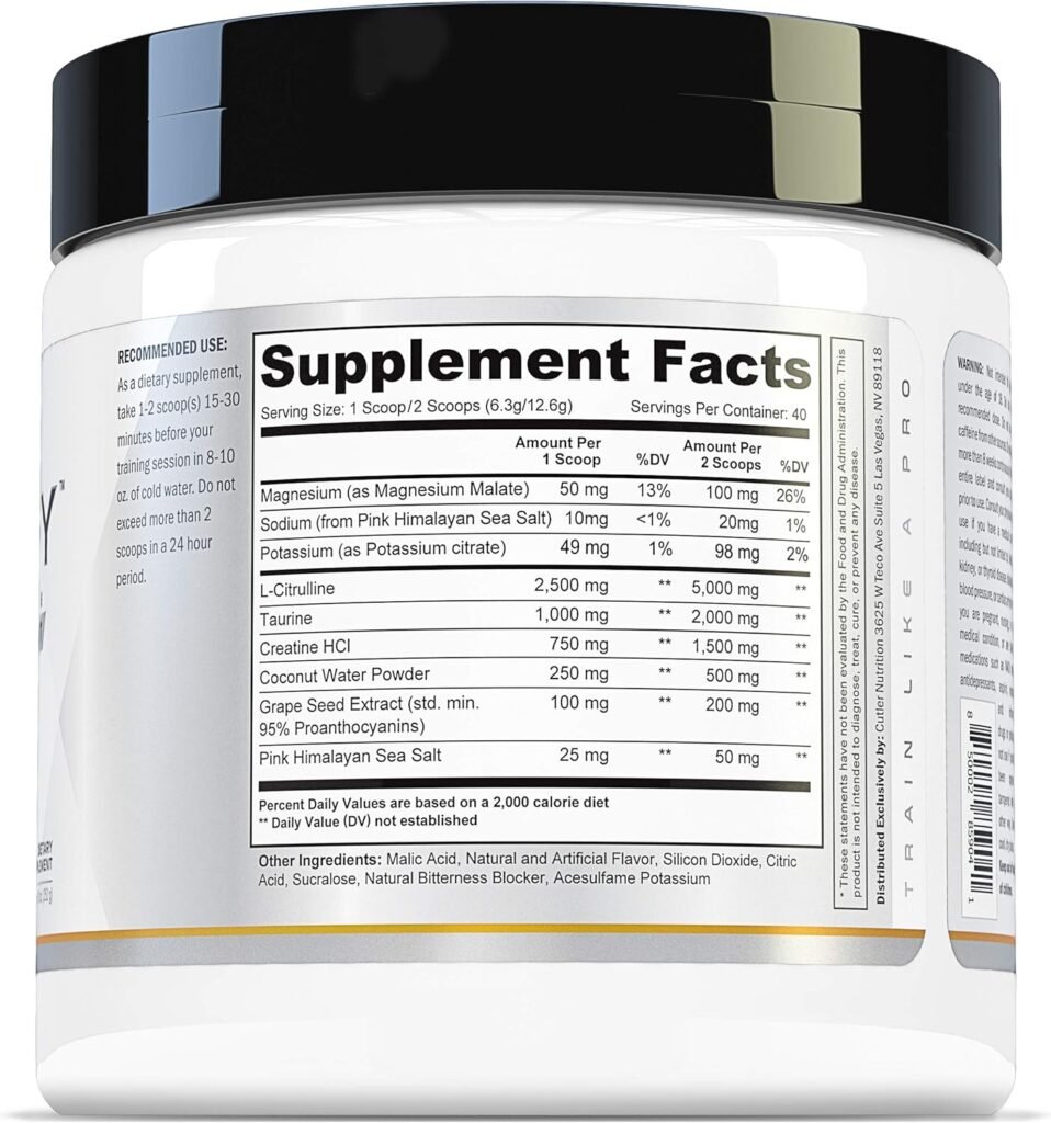 Cutler Nutrition Amplify 2.0 Caffeine Free Pre Workout for Men and Women Stimulant Free Muscle Pump Enhancer with Nitrates (Arginine Nitrate), Coconut Water, and L-Citrulline, Peach Mango Flavor